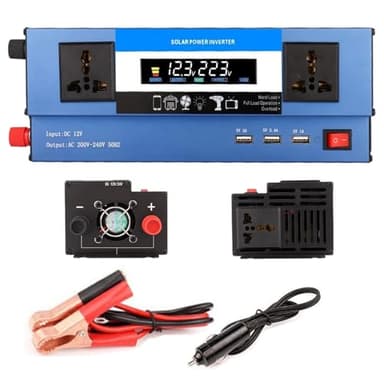 2600W Car Power Inverter,12V/24V to 220V AC Car Inverter with 3 AC Outlets & 3 USB Ports,Pure Sine Wave Inverter for Vehicles,Socket Car Adapter, LED Display Power Inverter for Lorry RV Camping
