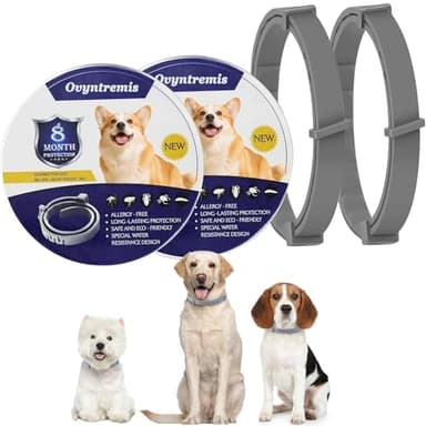 2 Pcs Dog Collar, Natural Essential Oils, Waterproof & Adjustable, 16-Month Protection for Dogs Over 7 Weeks (63cm)