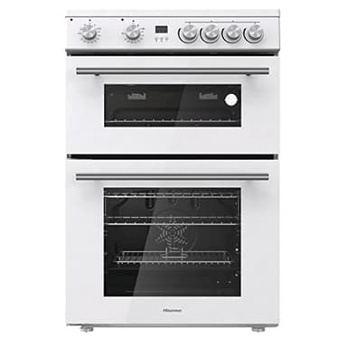 Hisense HDE3211BWUK 60cm Electric Cooker with Ceramic Hob-White A Rated Double Oven - White