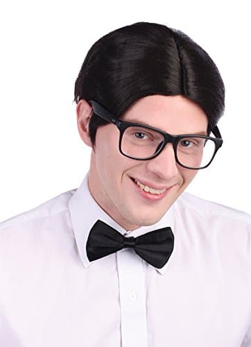 Mens Black Nerd Wig, Pack of 1 - Stylish Design, Perfect Accessory for Costumes, Festivals, Cosplay Events, & More Halloween Halloween
