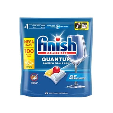 Finish Quantum Infinity Shine Dishwasher Tablets Bulk | Scent: Lemon | Size: 100 Dishwasher Tabs | For Sparkling Clean (Lemon)
