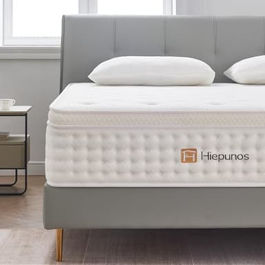 Hiepunos King Size Mattress,10.2 INCH Hybrid Memory Foam and Individually Pocket Spring,5FT King Mattress Medium Firm,Ergonomic Pressure Reducing,Improve Sleeping (150x200x26cm)