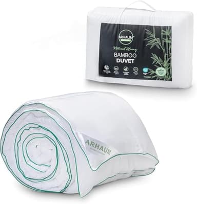 ARHAUM 100% Natural Bamboo Duvet – Lightweight Breathable & Hypoallergenic Quilt – Ultra Soft & Silky with Microfibre Fill – Summer Cloud Seasons Comfort (Single - 135 x 200CM, 4.5 TOG)