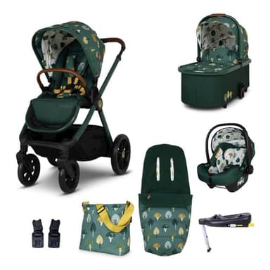 COSATTO Giggle 4 - Travel System Bundle, Birth to 25kg, Pram, Pushchair, Carrycot & Tote i-Size Group 0+ Infant Carrier Car Seat & Base, Footmuff, Changing Bag. Compact & Easy Fold, Free Raincover