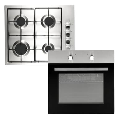 Cookology Oven & Gas Hob Bundle - 60cm Built In Electric Static Oven with 4 Burner Gas Hob