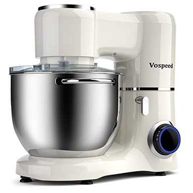 Vospeed Stand Mixer 8L Cake Mixer Electric Kitchen Food Mixer with Stainless Steel Bowl, Beater, Dough Hook, Whisk for Baking, Dishwasher Safe (White)