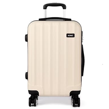 Kono 28” Super Lightweight PC Suitcase 4 Wheels Spinner Luggage Vertical Strip Travel Trolley Case in Begie (28-inch)