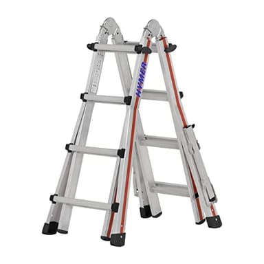 Hymer Telescopic Ladder, SC 40, Aluminium, 4x4 Rungs, Fold out cross arms