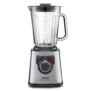Tefal PerfectMix+ High-Speed Blender, Smoothie Maker, Ice Crush, 2L Glass Jug, 1200W, 4 Removable Powelix Blades, 3 Programs + Pulse, Grey, BL811D40