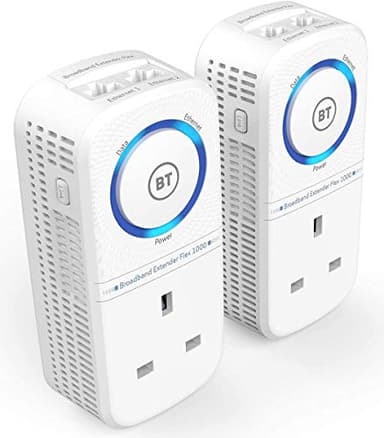 BT Flex 1000 1000Mbps Broadband Extender Kit White (Twin Pack) (Renewed)