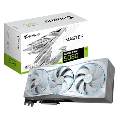 Gigabyte AORUS GeForce RTX 5080 MASTER ICE 16G Graphics Card - 16GB GDDR7, 256bit, PCI-E 5.0, 2805MHz Core Clock, 3 x DP 2.1a, 1 x HDMI 2.1b, NVIDIA DLSS 4, GV-N5080AORUSM ICE-16GD