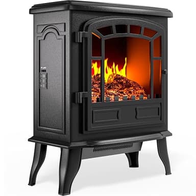 MONZANA® Electric Heater 2KW Freestanding Stove with LED Flame Effect, Portable Fan Heater for Home, Fireplace Style, 1000W/2000W Fire Place Adjustable Power, Efficient Heating Solution | Black