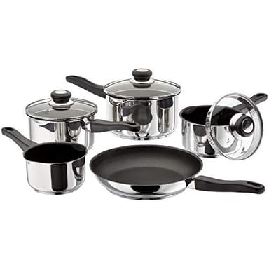 Judge J3C1EA Vista Non-Stick Draining 5 Piece Saucepan Set, Stainless Steel