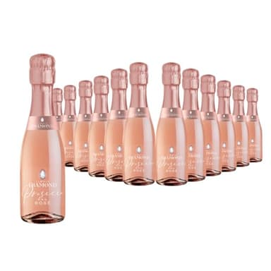 Liquid Diamond Prosecco Rosé Mini 20cl - Premium Sparkling Pink Prosecco from the heart of Italy, perfect for gifting, weddings and parties - Pack of 24 | 11% ABV