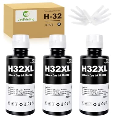JoyPrinting 32X Ink 135ml Bottle Set Compatible for HP Smart Tank 795 Smart 5000 5101 510 513 514 517 532 533 534 536 539 617 670 675 720 725 750 755 790 551571 651 655 502 (3 Black)