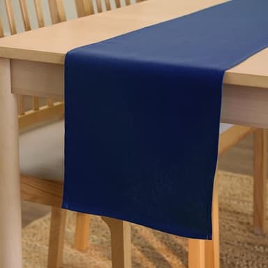 Encasa XO Table Runner Size 32x183 cm | Cotton Canvas Fabric | Scotch Blue Solid Color | Machine Washable & Durable