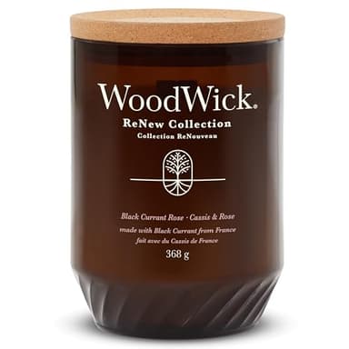WoodWick Renew Scented Candle with Crackling Wick | Black Currant & Rose Large Candle | Plant Based Soy Coconut Wax Blend | Made with Recycled Materials | Perfect Gifts for Women