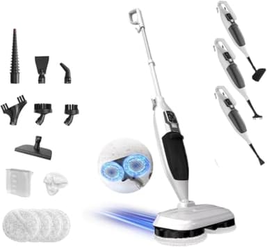 Torder 2-in-1 Steam Mop & Handheld Steam Cleaner,212°F Floor Steamer with 13 Accessories,550ml Tank,4 Washable Pads,Deep Cleaning for Hard Floors,Carpets,BBQ Grill,Tiles and Multi-Surface