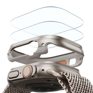 ESR for Apple Watch Ultra 3/2/1 Case with Screen Protector 49mm (2025/2024/2023/2022), Military Grade Protection, Aluminum Alloy Case with 2 Pack Armorite Glass Protector Set, Stay Original, Titanium