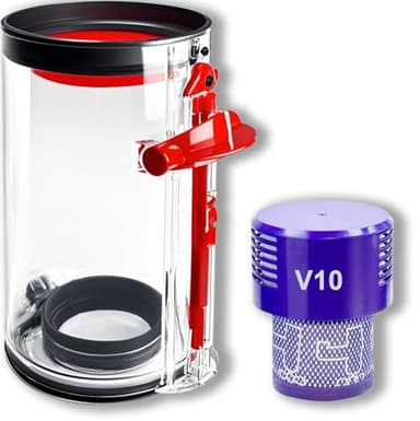 Dust Bin Replacement Compatible with Dyson V10 SV12 Cyclone, V10 Absolute, V10 Animal Pro, V10 Total Clean Cordless Vacuum Cleaner, Canister Bin with HEPA Filter, Parts No.969509-01