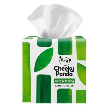 The Cheeky Panda Bamboo Facial Tissues Cube Box | Soft, Strong and Sustainable Tissues | Perfect Table Size Tissue Box | 56 Tissues