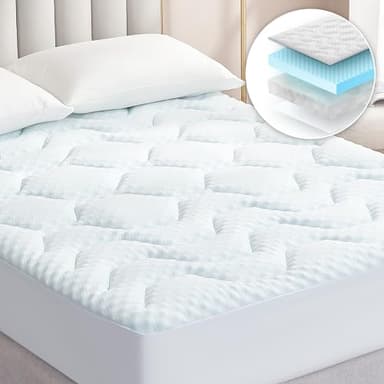EHEYCIGA Memory Foam Mattress Topper Small Double Bed, Gel Mattress Pad with Extra Deep Pocket, Breathable Mattress Cover, 122x190x3cm, White