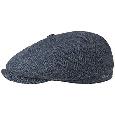 Stetson Hatteras Classic Wool Flat Cap Men - Newsboy with Peak, Lining, Lining Winter Autumn-Winter - 58 cm Navy