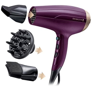 Remington Ion hair dryer [light & more volume] Your Style (2300 W, set including styling nozzle, diffuser, hairline booster for more volume, 3 heating & 2 separate fan levels, cooling level) D5219