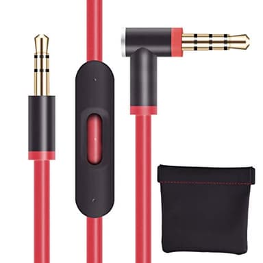 baolongking Replacement Beats Headphone Cable 3.5mm Plug Audio Cable Right Angle Stereo Aux Wire with Line Control Talk Mic for Monster/Dr Dre Solo/Solo HD/Studio/Mixr/Detox/Pro Headsets (Red)