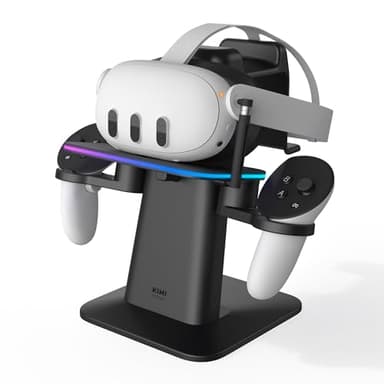 KIWI design Charging Dock for Meta Oculus Quest 3S/Quest 3/Quest 2/Quest Pro Accessories, Meta Officially Co-Branded, RGB Vertical Charging Stand and Controller Holder