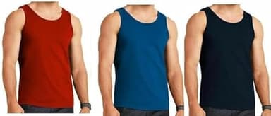 CHAAL® 3 Men's Cotton Tank Top Vest - Mens Sleeveless Undershirt 100% Cotton Vest Athletic Wear Vest for Gym Navy, Sky, Royal & Assorted Vest Assorted, 3XL