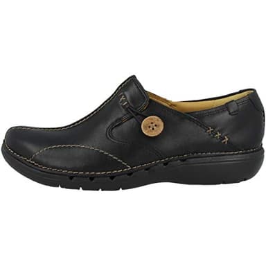 Clarks Womens Un Loop Loafers, Black Leather, 5.5 UK