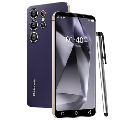 QrZrQ Cheap Mobile Phones, 5.0" HD Screen, Android Phone, 16GB(up to 128GB), Dual Camera, Dual SIM Unlocked, Face ID/WIFI/3.5mm Jack WCDMA+GSM Cell Phone (Q24Ultra-Dark Purple)