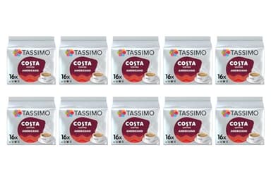 Tassimo Costa Americano Coffee Pods - 10 Packs (160 Drinks)