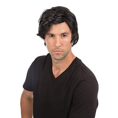 Mans Black Side Parting Wig (1 Pc.) - Realistic Design, Perfect Accessory for Makeovers, Cosplay, Music Festival, & More Halloween Halloween
