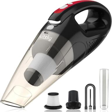 kitsky Handheld Vacuum - Car Vacuum Cleaner Cordless with Powerful Suction, Portable HandHeld Vacuuming Cordless - for Sofas, Mattresses, and Windows (Red(16000PA))