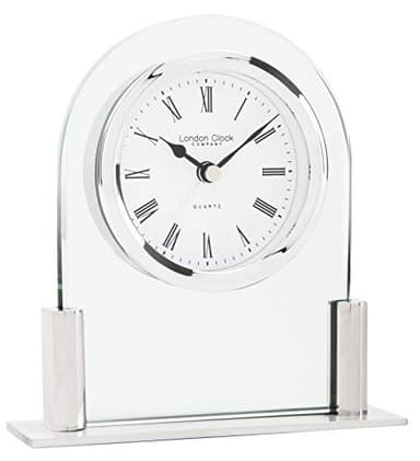 London Clock Glass Arch top Mantel Clock, Silver, 12.5 x 11.5 x 3.5cm