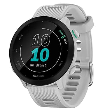 Garmin Forerunner 55 GPS 42mm Running Smartwatch, Easy to use, Lightweight, Training Guidance, Safety & Tracking Features, Whitestone