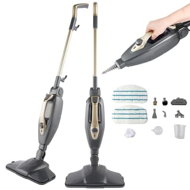 Beldray Titanium 14 in 1 Steam Cleaner – Multipurpose Steam Mop, 350ml, Flexi Hinge, Chemical-Free Steamer, Window Cleaner, Extra Nozzles & Mop Pads Included, Disinfect/Sanitise, 1300W, 15 mins Steam
