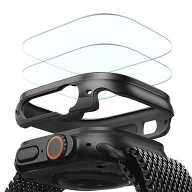 ESR for Apple Watch Ultra 3/2/1 Case with Screen Protector 49mm (2025/2024/2023/2022), Military Grade Protection, Aluminum Alloy Case with 2 Pack Armorite Glass Protector Set, Stay Original, Black