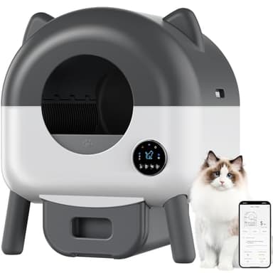 Self Cleaning Cat Litter Tray,66L Automatic Litter Box Safety Sensors App Control 6 Ambient Lights Adjustable,Smart Litter Box Anti-Pinch Smart Robot, Large Cat Toilet For Multiple Cats With Trash Bag