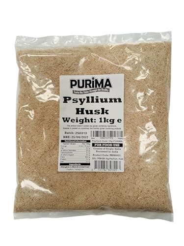 Psyllium Husk 1kg – 99% Purity Blond Whole Husks Flakes Bulk Soluble Natural Fibre for Baking Drinks Food Humans Eat Gut Laxatives Constipation Relief Digestive Aid Ispaghula Isabgol Ispaghol