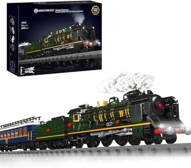 Mould King Orient Express Steam Locomotive Train Building Block Sets, Remote/App Control Train Toy Set With LED Lighting, Passenger Train Building Block Model Kits for Kids(3898 PCS)