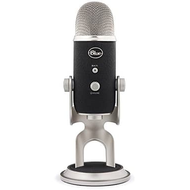 Blue Yeti USB Microphone for Recording, Streaming, Gaming, Podcasting on PC and Mac, Condenser Mic for Laptop or Computer with Blue VO!CE Effects, Adjustable Stand, Plug and Play - Black/Silver