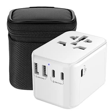 Universal Travel Adapter, Diswoe Worldwide Travel Adapter with 2 USB A and 3 USB C Ports International Travel Plug Adapter with EU UK USA AU Plugs Power Socket Charger for Multi Countries