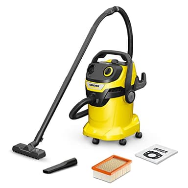 Kärcher 16283020 Wet & Dry Vacuum Cleaner WD 5, Blower Function, Power: 1100w, Plastic Container: 25 L, Suction Hose: 2.2 M, Incl. Floor And Crevice Nozzle, Yellow