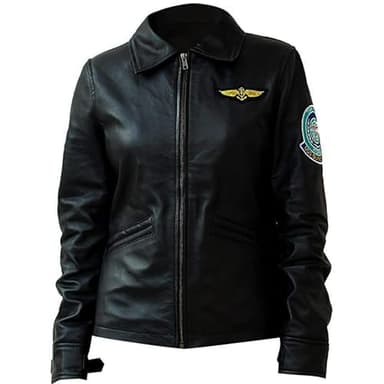 Miracle Trading Faux Leather Jacket | Aviator Jacket | Black Leather Jacket | Patch Jacket (l)