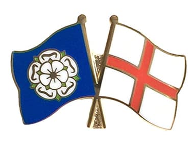Yorkshire Rose & England Flags Friendship Courtesy Enamel Lapel Pin Badge