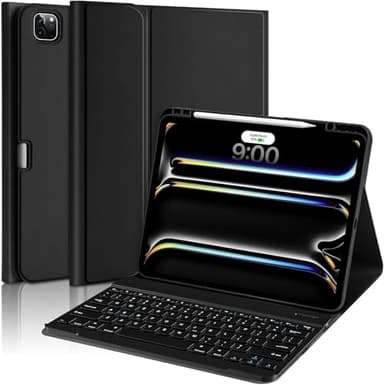 aMZCaSE for iPad Pro 13 inch Keyboard Case (M4, 2024), Keyboard Case for iPad 13 Pro Magnetic Detachable Folio Slim Folio iPad Pro 13 Keyboard,Smart Sleep/Wake,Pencil Holder(Black)