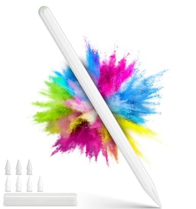 Pencil for iPad 2018-2025, Magnetic Wireless Fast Charging, 3-Mode Sensitivity, 8 Tips, Tilt Control, Palm Rejection, Stylus Pen for Apple iPad 10/9/8/7/6th Gen, Pro 11"/12.9"/13", Air 3-6, Mini 5-7